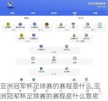 亚洲冠军杯足球赛的赛程是什么,亚洲冠军杯足球赛的赛程是什么意思