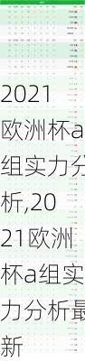 2021欧洲杯a组实力分析,2021欧洲杯a组实力分析最新
