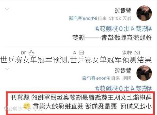 世乒赛女单冠军预测,世乒赛女单冠军预测结果