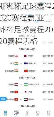亚洲杯足球赛程2020赛程表,亚洲杯足球赛程2020赛程表格