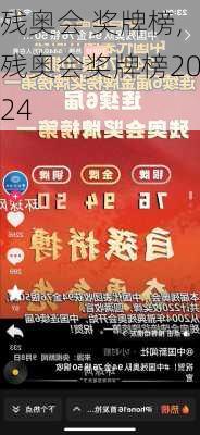 残奥会 奖牌榜,残奥会奖牌榜2024