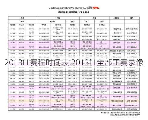 2013f1赛程时间表,2013f1全部正赛录像
