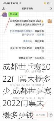 成都世乒赛2022门票大概多少,成都世乒赛2022门票大概多少钱