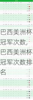巴西美洲杯冠军次数,巴西美洲杯冠军次数排名