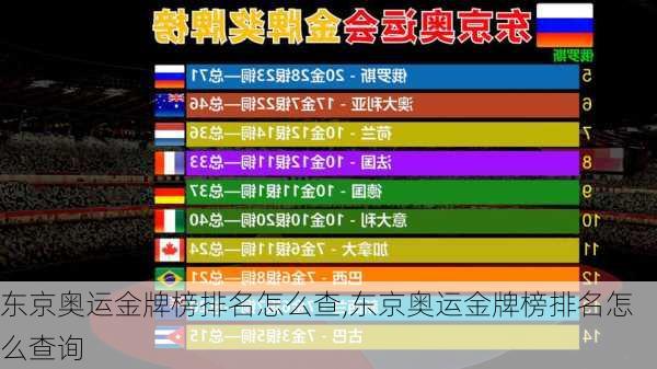 东京奥运金牌榜排名怎么查,东京奥运金牌榜排名怎么查询