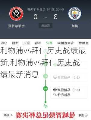 利物浦vs拜仁历史战绩最新,利物浦vs拜仁历史战绩最新消息