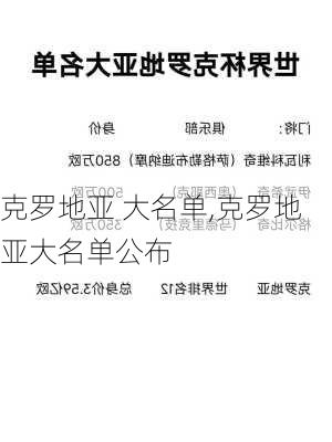 克罗地亚 大名单,克罗地亚大名单公布
