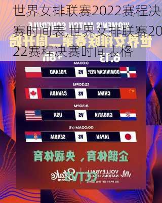 世界女排联赛2022赛程决赛时间表,世界女排联赛2022赛程决赛时间表格