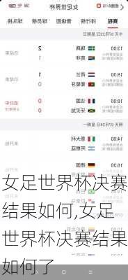 女足世界杯决赛结果如何,女足世界杯决赛结果如何了