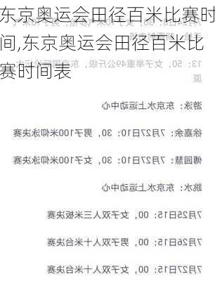 东京奥运会田径百米比赛时间,东京奥运会田径百米比赛时间表