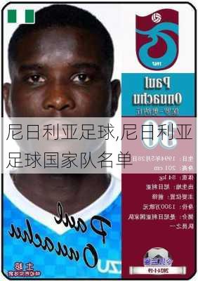 尼日利亚足球,尼日利亚足球国家队名单