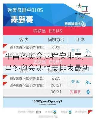 平昌冬奥会赛程安排表,平昌冬奥会赛程安排表最新