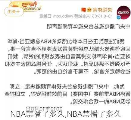 NBA禁播了多久,NBA禁播了多久