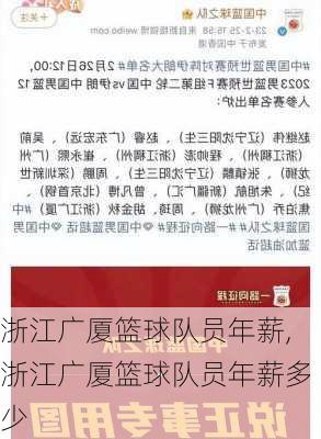 浙江广厦篮球队员年薪,浙江广厦篮球队员年薪多少