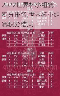2022世界杯小组赛积分排名,世界杯小组赛积分结果