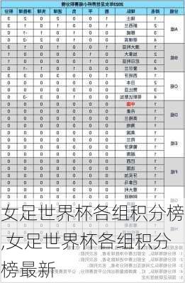 女足世界杯各组积分榜,女足世界杯各组积分榜最新
