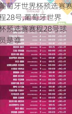 葡萄牙世界杯预选赛赛程28号,葡萄牙世界杯预选赛赛程28号球员是谁