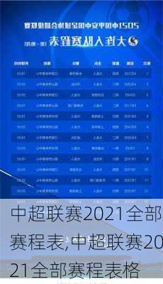 中超联赛2021全部赛程表,中超联赛2021全部赛程表格