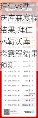 拜仁vs勒沃库森赛程结果,拜仁vs勒沃库森赛程结果预测