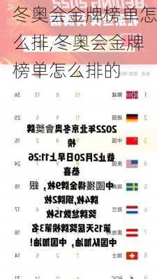 冬奥会金牌榜单怎么排,冬奥会金牌榜单怎么排的