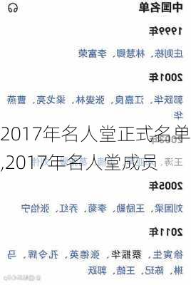 2017年名人堂正式名单,2017年名人堂成员