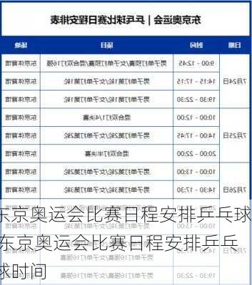 东京奥运会比赛日程安排乒乓球,东京奥运会比赛日程安排乒乓球时间