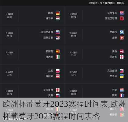 欧洲杯葡萄牙2023赛程时间表,欧洲杯葡萄牙2023赛程时间表格