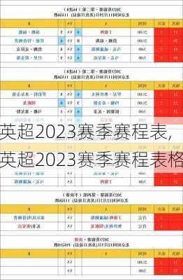 英超2023赛季赛程表,英超2023赛季赛程表格