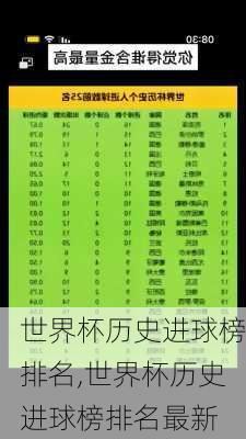 世界杯历史进球榜排名,世界杯历史进球榜排名最新