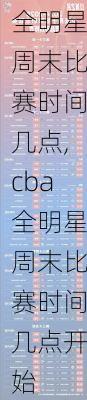 cba全明星周末比赛时间几点,cba全明星周末比赛时间几点开始