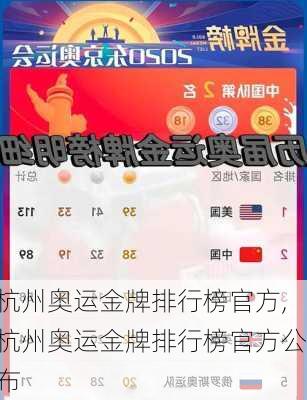 杭州奥运金牌排行榜官方,杭州奥运金牌排行榜官方公布
