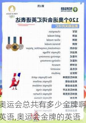 奥运会总共有多少金牌啊英语,奥运会金牌的英语