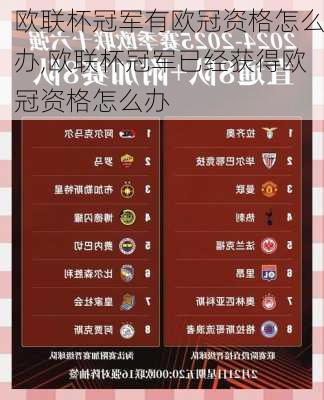 欧联杯冠军有欧冠资格怎么办,欧联杯冠军已经获得欧冠资格怎么办
