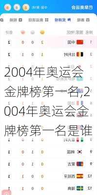 2004年奥运会金牌榜第一名,2004年奥运会金牌榜第一名是谁