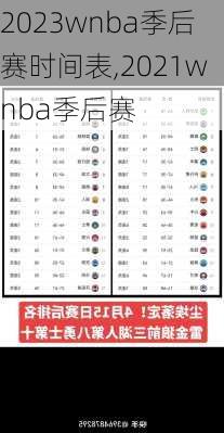 2023wnba季后赛时间表,2021wnba季后赛