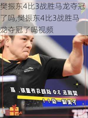 樊振东4比3战胜马龙夺冠了吗,樊振东4比3战胜马龙夺冠了吗视频