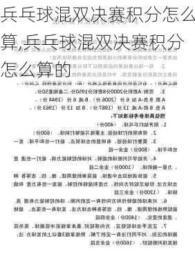 兵乓球混双决赛积分怎么算,兵乓球混双决赛积分怎么算的