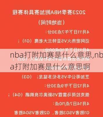 nba打附加赛是什么意思,nba打附加赛是什么意思啊