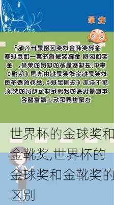 世界杯的金球奖和金靴奖,世界杯的金球奖和金靴奖的区别