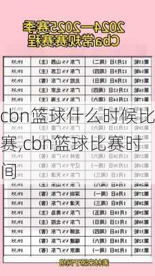 cbn篮球什么时候比赛,cbn篮球比赛时间