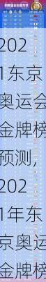 2021东京奥运会金牌榜预测,2021年东京奥运金牌榜