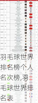 羽毛球世界排名榜个人名次榜,羽毛球世界排名表