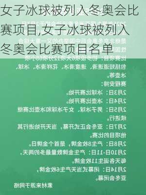 女子冰球被列入冬奥会比赛项目,女子冰球被列入冬奥会比赛项目名单