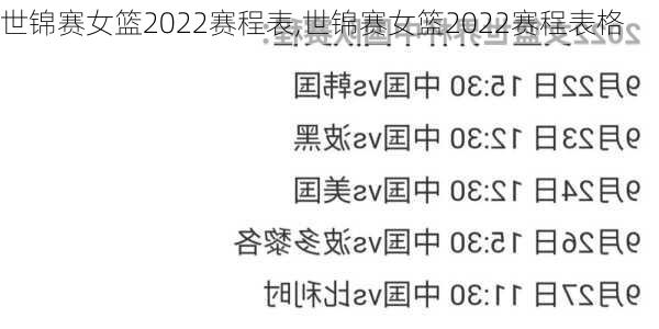 世锦赛女篮2022赛程表,世锦赛女篮2022赛程表格