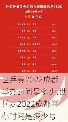 世乒赛2022成都举办时间是多少,世乒赛2022成都举办时间是多少号