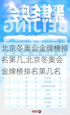 北京冬奥会金牌榜排名第几,北京冬奥会金牌榜排名第几名