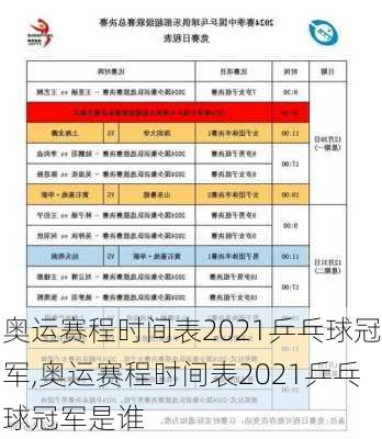 奥运赛程时间表2021乒乓球冠军,奥运赛程时间表2021乒乓球冠军是谁