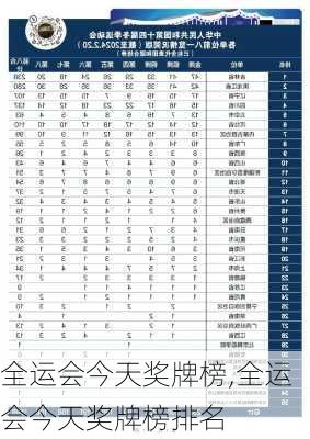 全运会今天奖牌榜,全运会今天奖牌榜排名