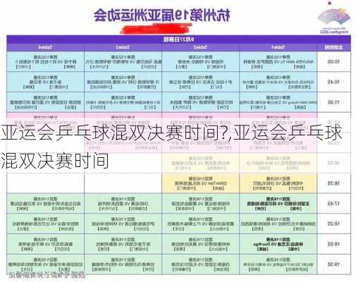 亚运会乒乓球混双决赛时间?,亚运会乒乓球混双决赛时间