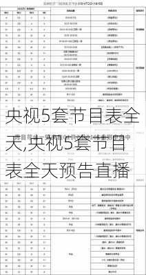 央视5套节目表全天,央视5套节目表全天预告直播